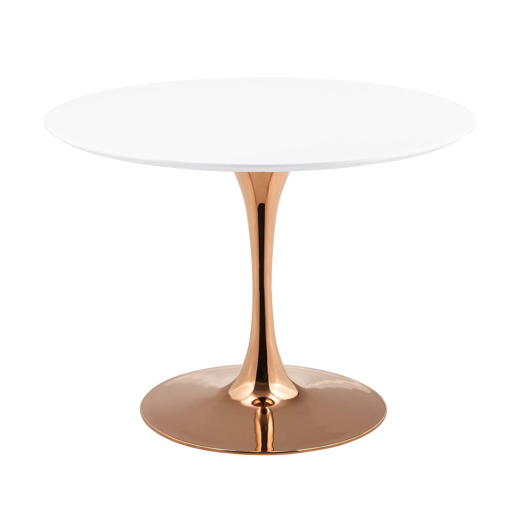 Lippa 40" Round Wood Dining Table in Rose White