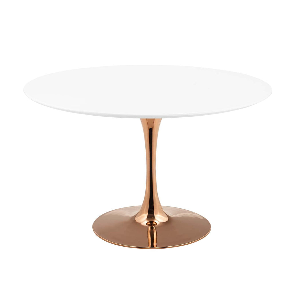 Lippa 47" Round Wood Dining Table in Rose White