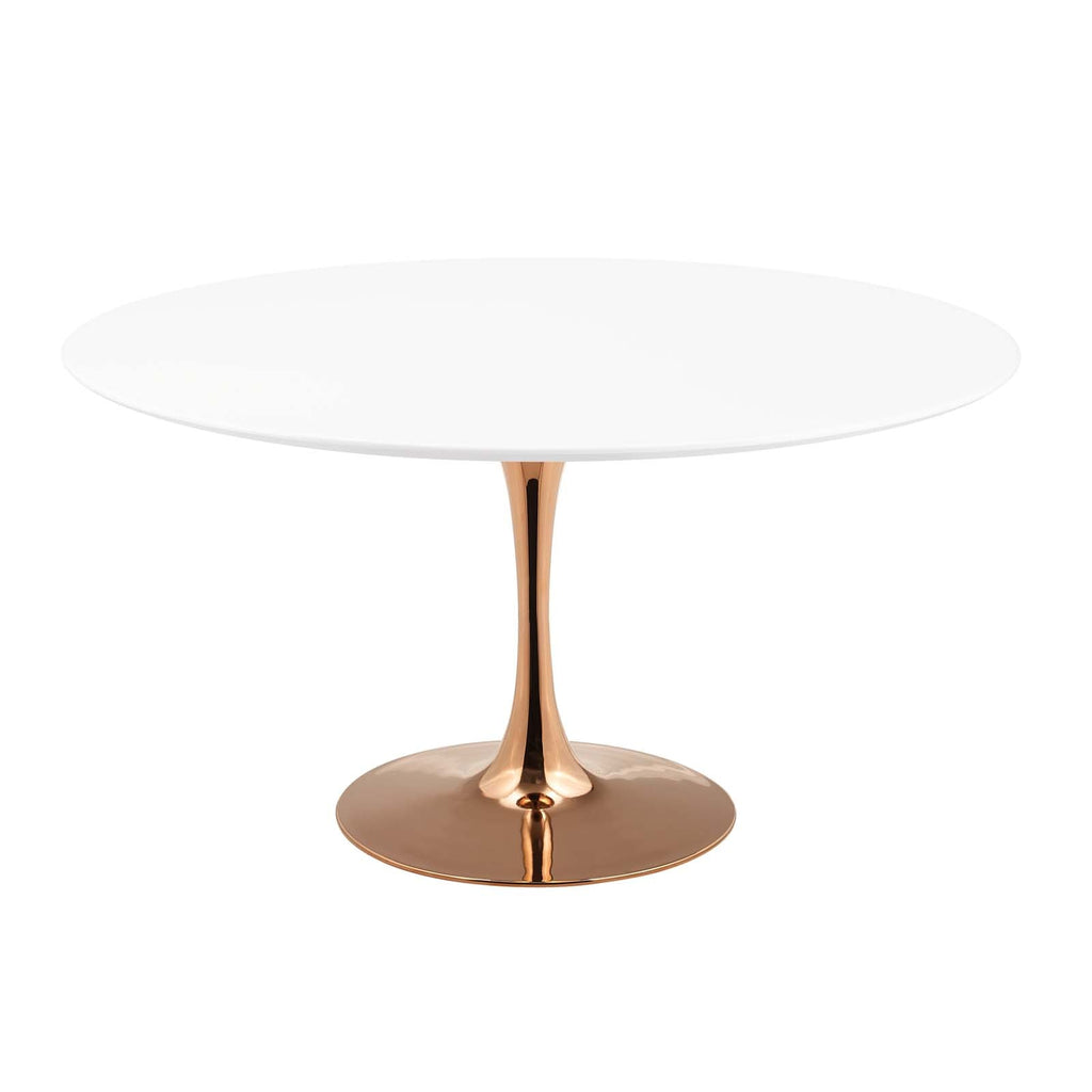 Lippa 54" Round Wood Dining Table in Rose White