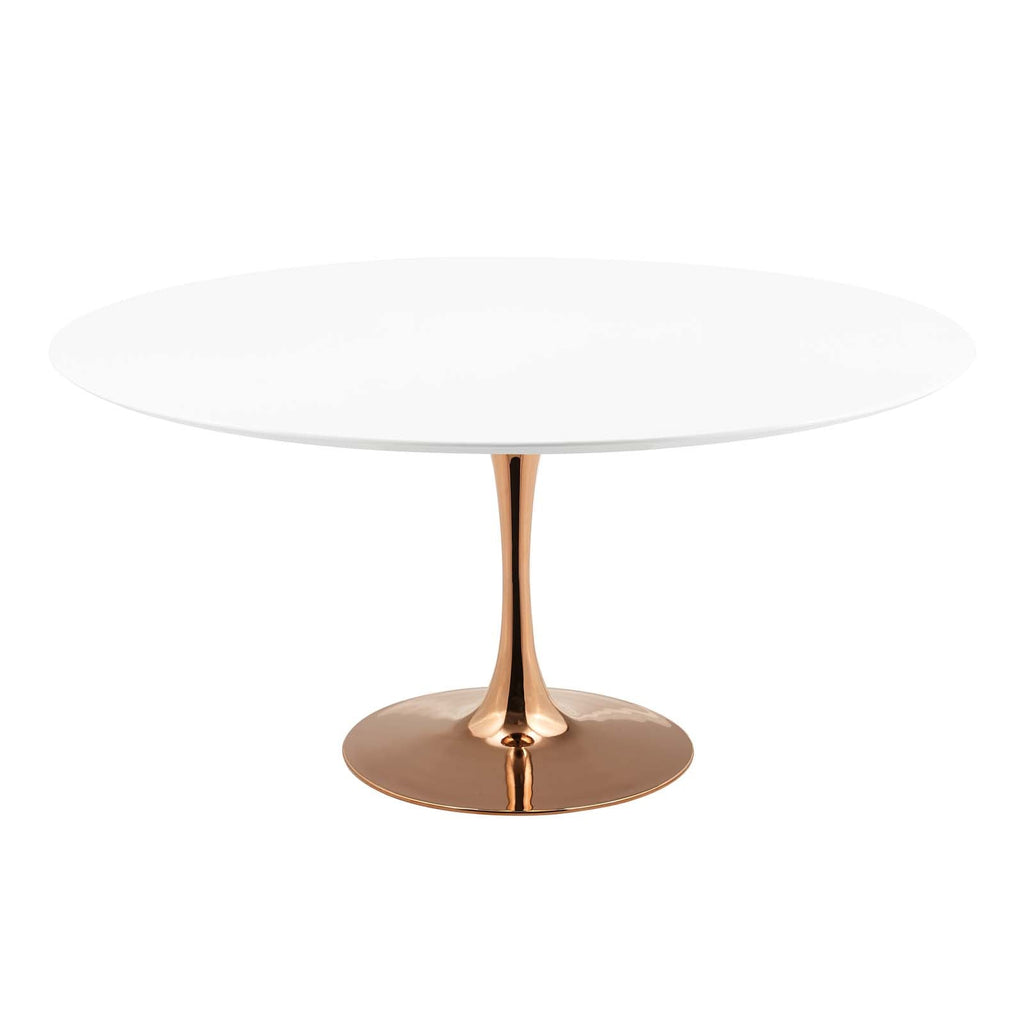 Lippa 60" Round Wood Dining Table in Rose White