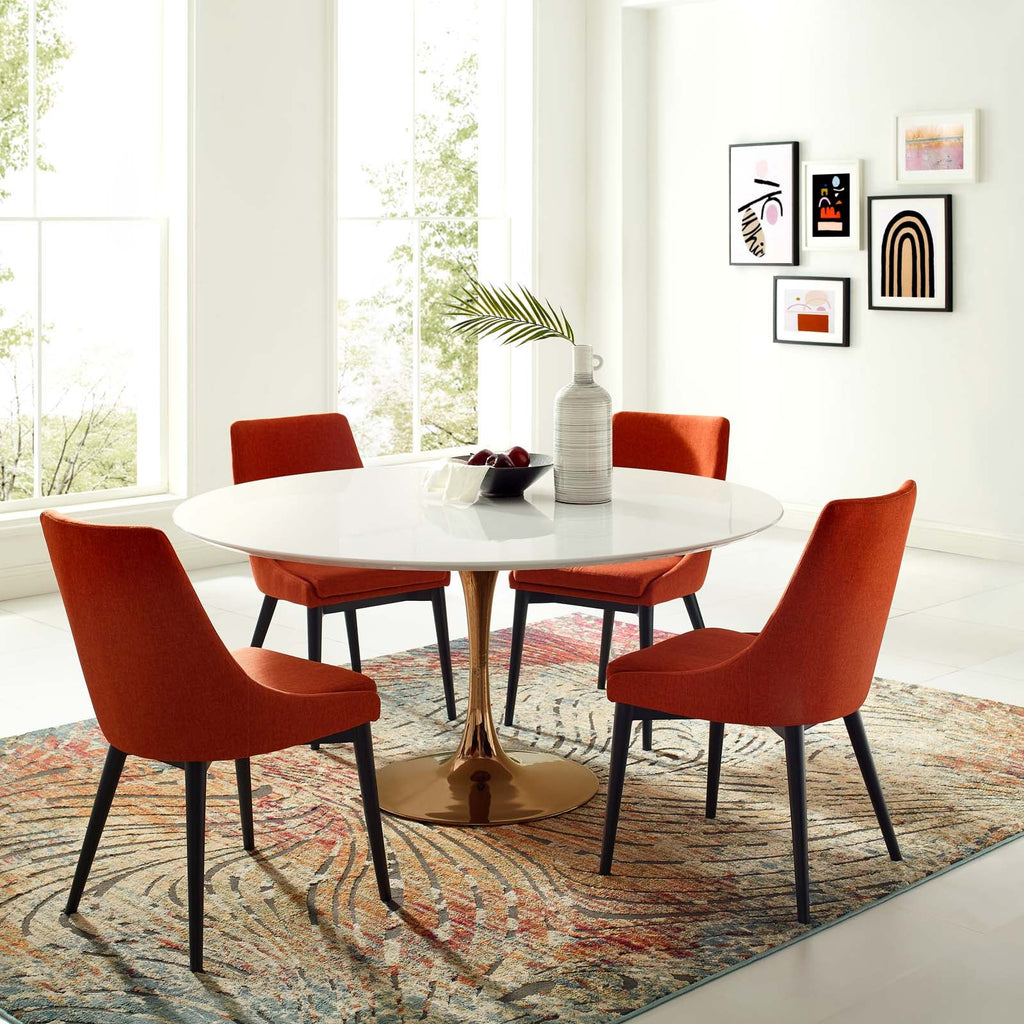 Lippa 60" Round Wood Dining Table in Rose White