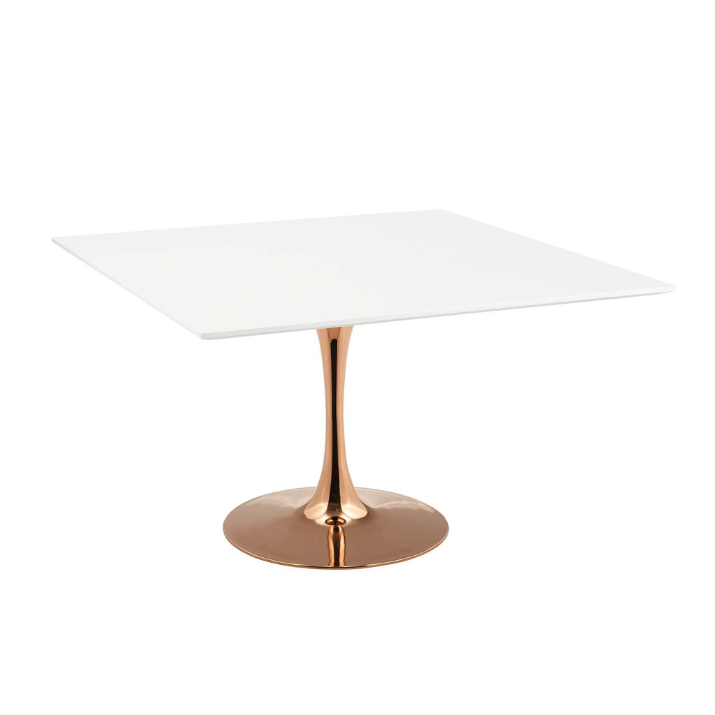 Lippa 47" Square Wood Top Dining Table in Rose White