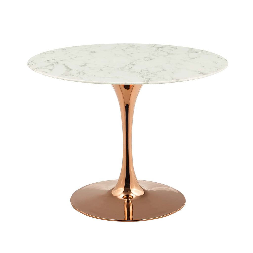 Lippa 40" Round Artificial Marble Dining Table in Rose White