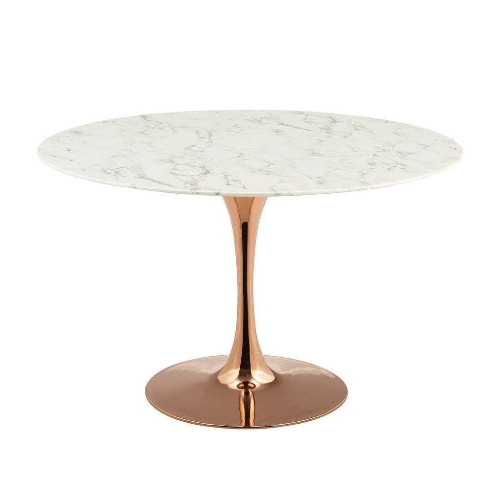 Lippa 47" Round Artificial Marble Dining Table in Rose White