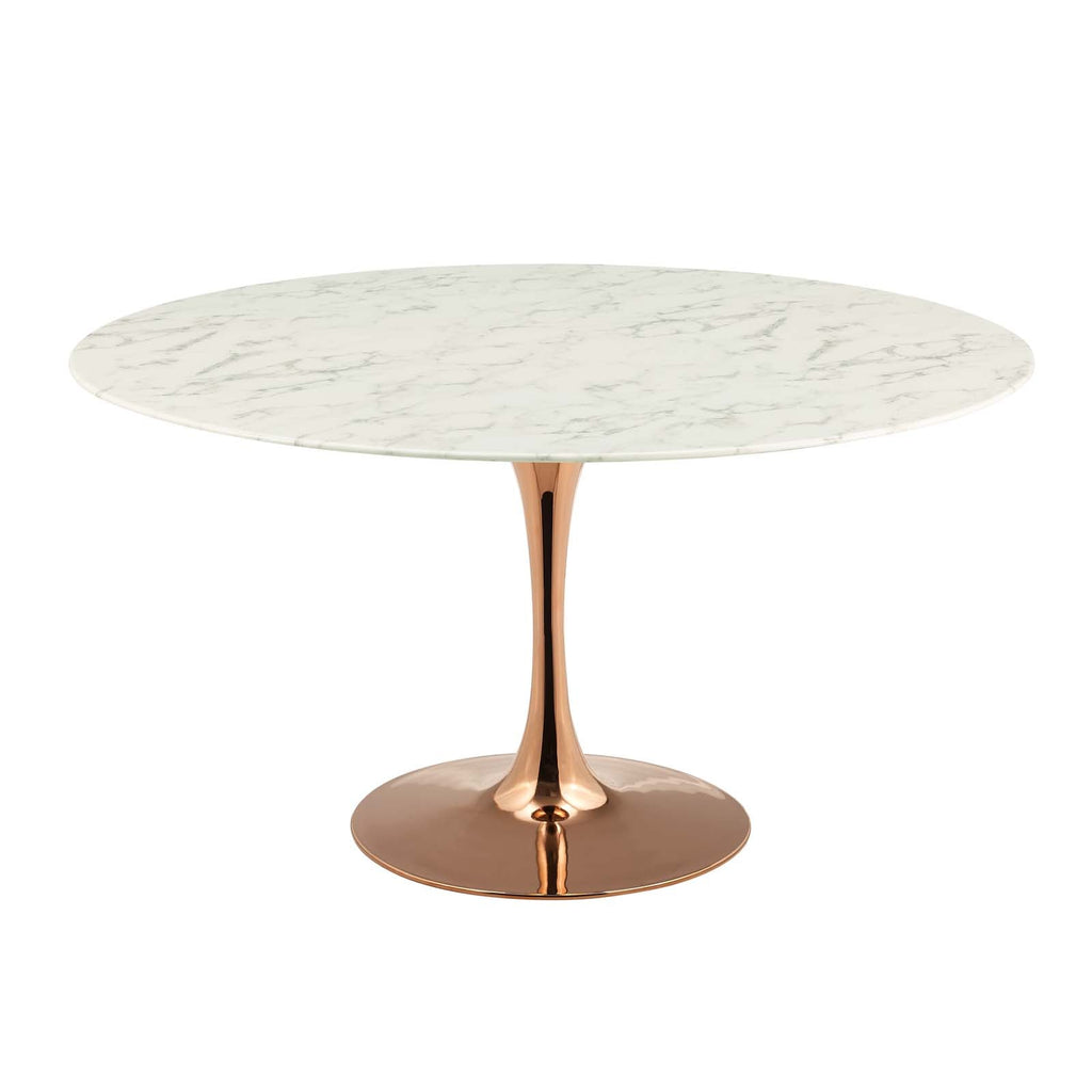 Lippa 54" Round Artificial Marble Dining Table in Rose White