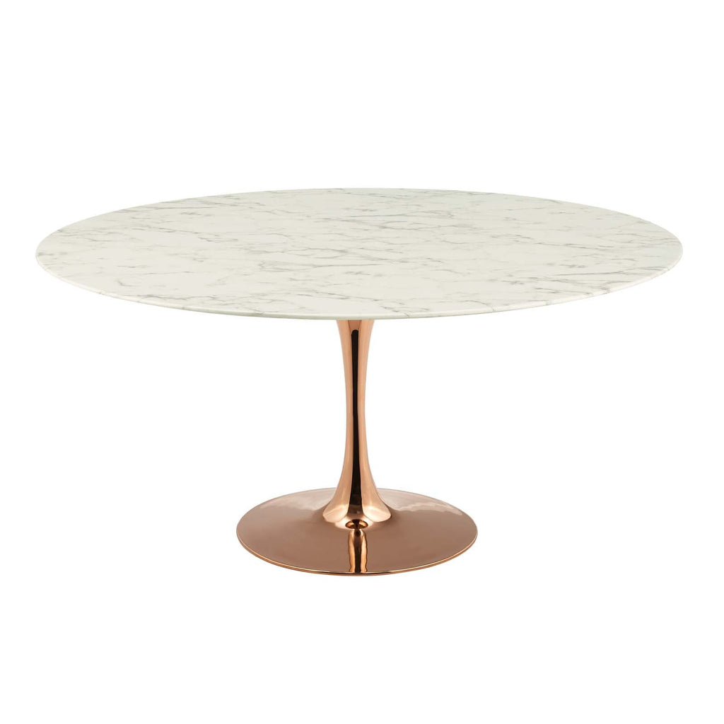 Lippa 60" Round Artificial Marble Dining Table in Rose White