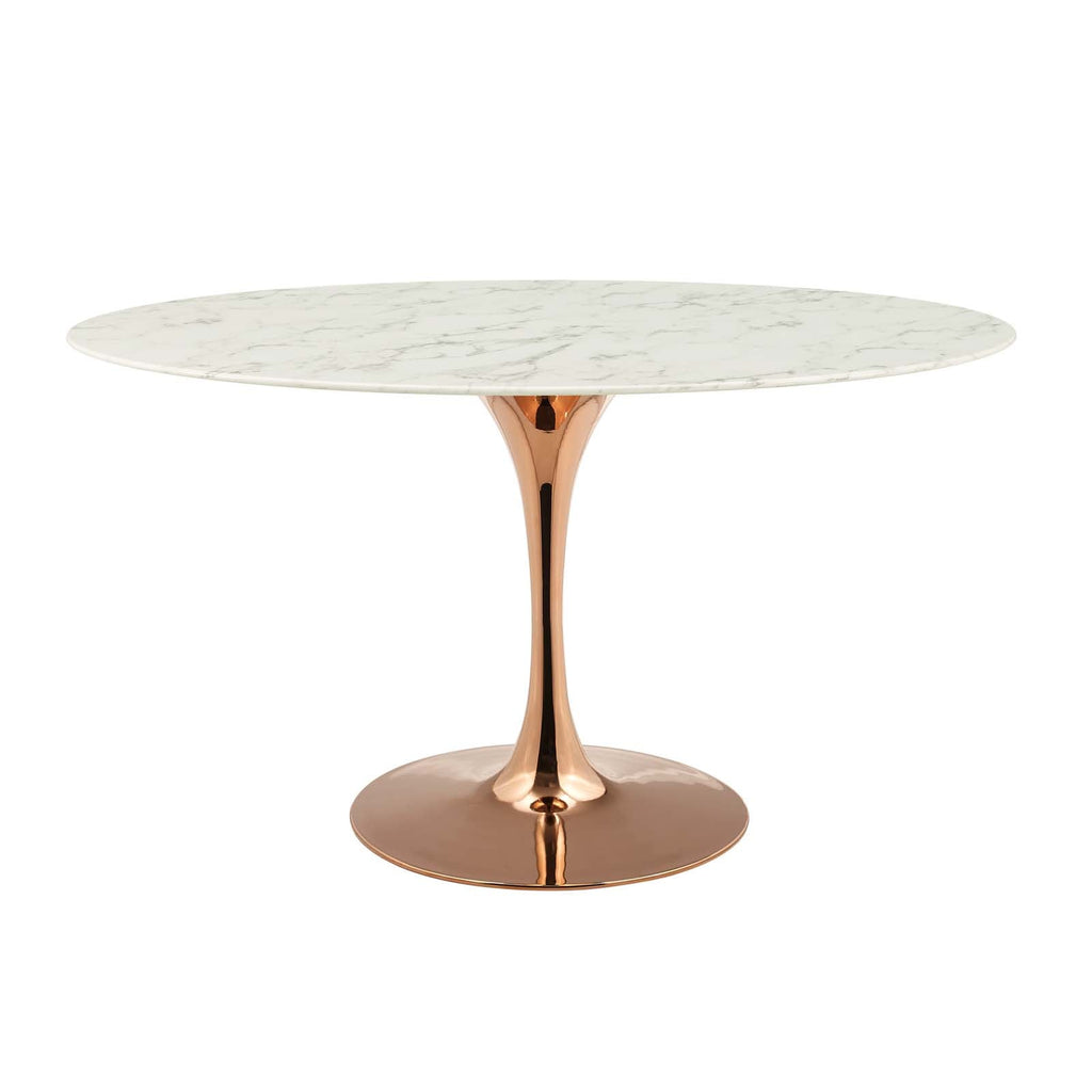 Lippa 54" Oval Artificial Marble Dining Table in Rose White