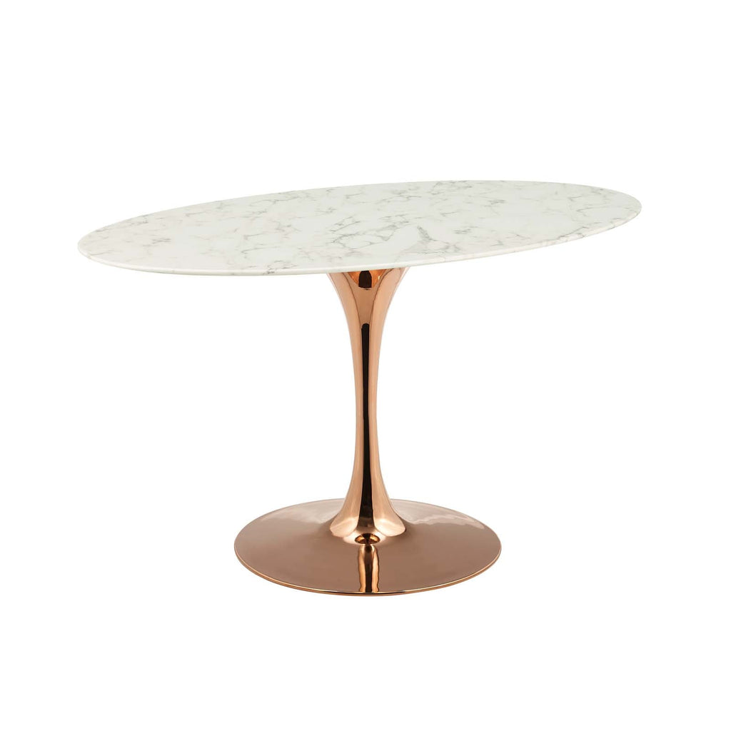 Lippa 54" Oval Artificial Marble Dining Table in Rose White