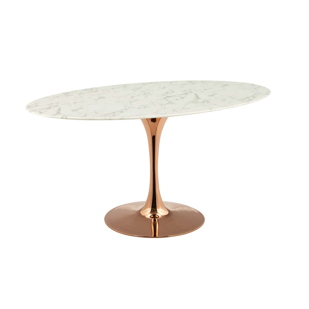 Lippa 60" Oval Artificial Marble Dining Table in Rose White
