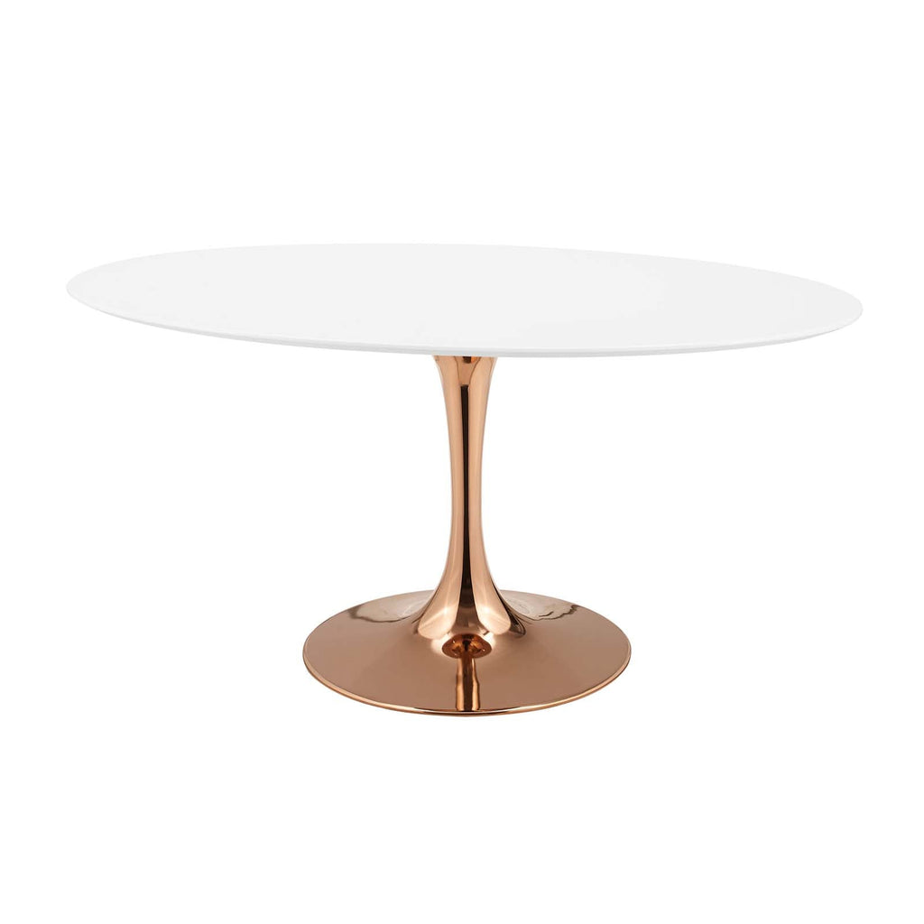 Lippa 60" Oval Wood Top Dining Table in Rose White