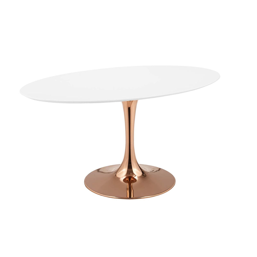 Lippa 60" Oval Wood Top Dining Table in Rose White