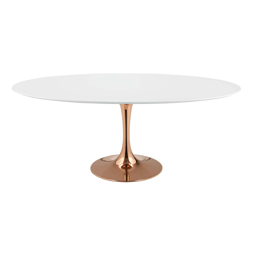 Lippa 78" Oval Wood Dining Table in Rose White