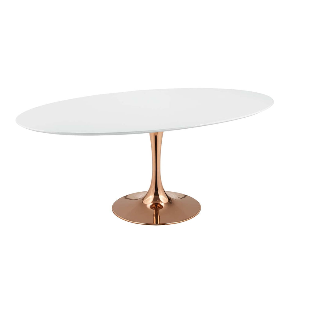 Lippa 78" Oval Wood Dining Table in Rose White