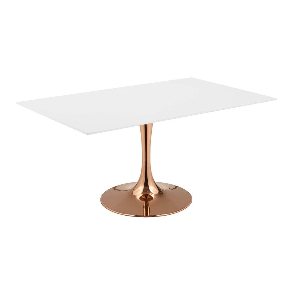 Lippa 60" Rectangle Wood Dining Table in Rose White