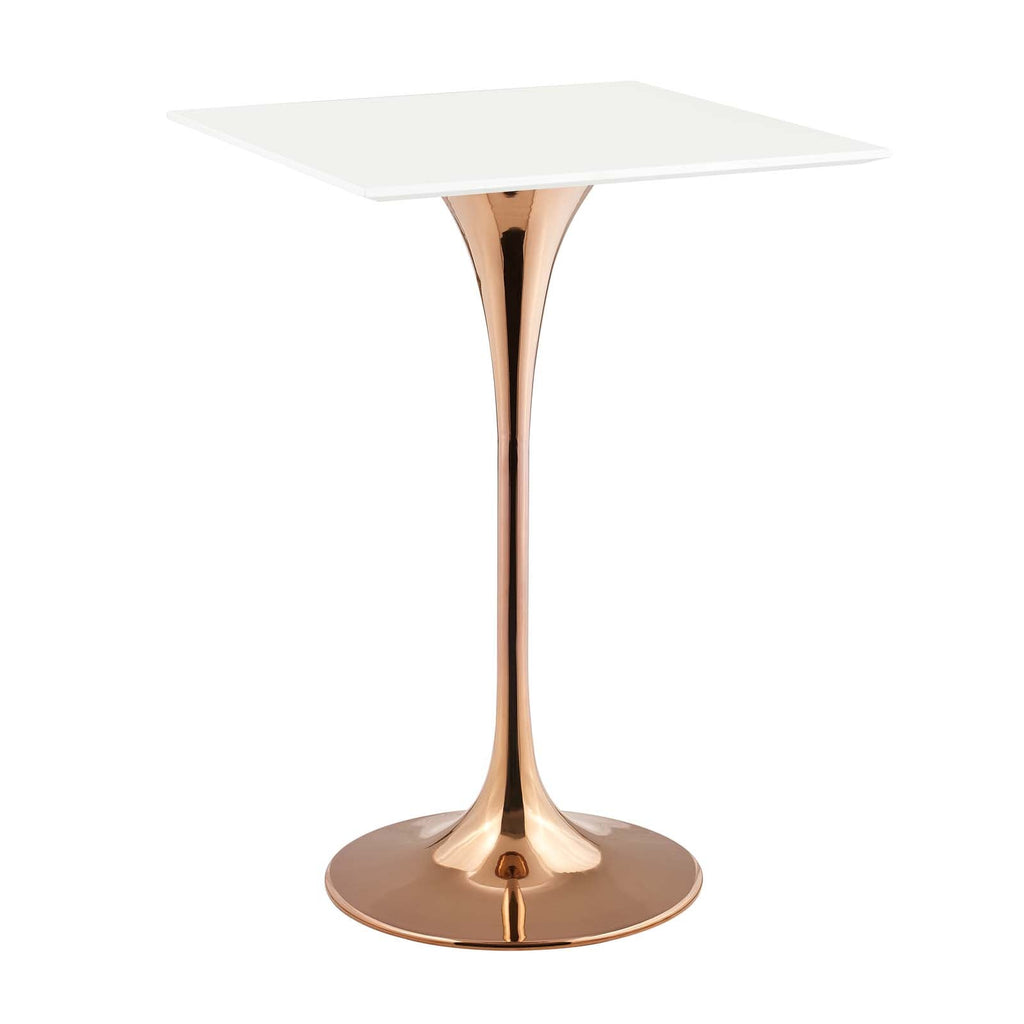 Lippa 28" Square Wood Top Bar Table in Rose White