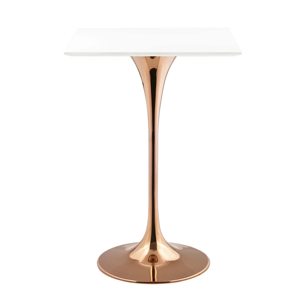 Lippa 28" Square Wood Top Bar Table in Rose White