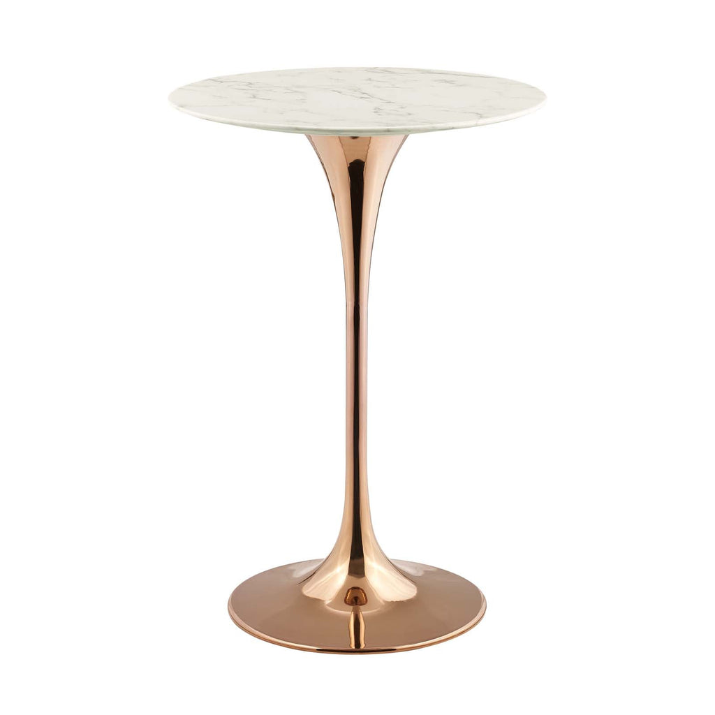 Lippa 28" Artificial Marble Bar Table in Rose White