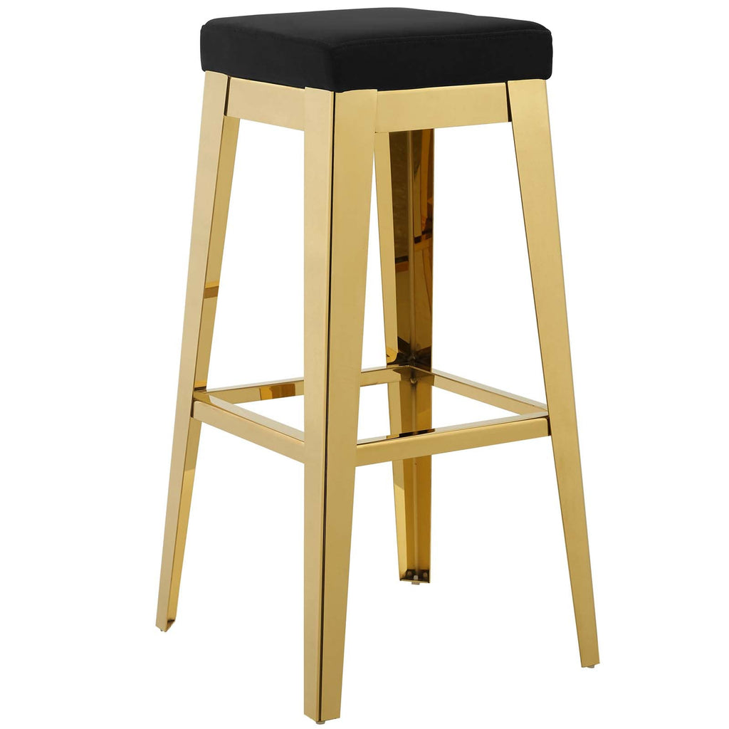 Arrive Gold Stainless Steel Performance Velvet Bar Stool in Gold Black