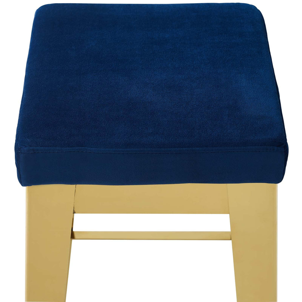 Arrive Gold Stainless Steel Performance Velvet Bar Stool in Gold Navy