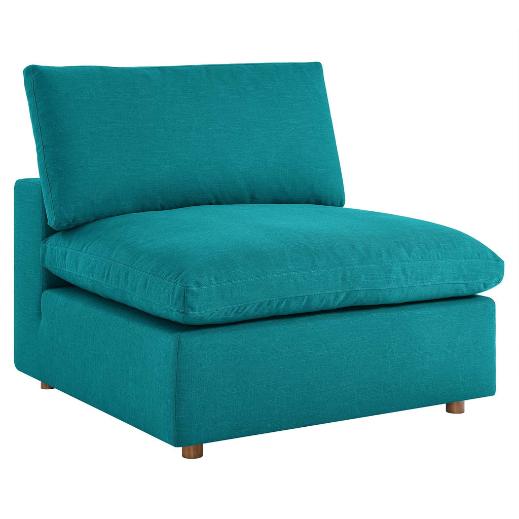 Commix Down Filled Overstuffed Armless Chair, Teal