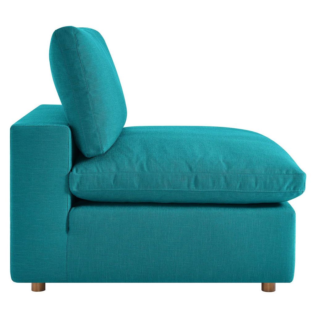 Commix Down Filled Overstuffed Armless Chair, Teal