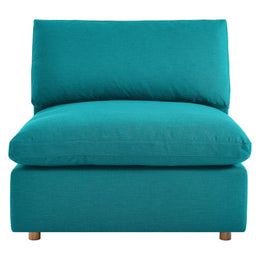 Commix Down Filled Overstuffed Armless Chair, Teal