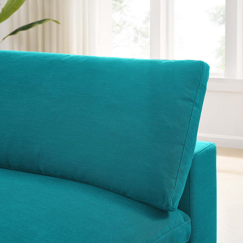 Commix Down Filled Overstuffed Armless Chair, Teal