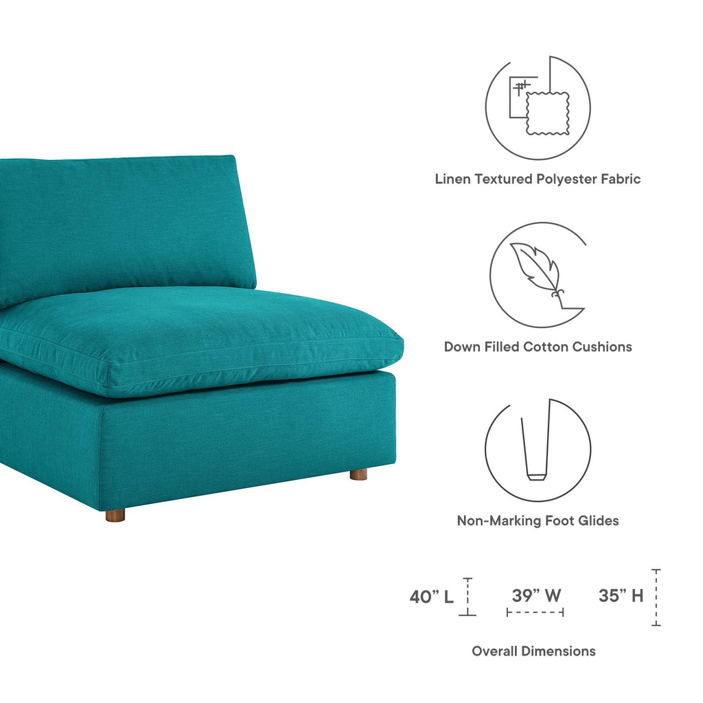 Commix Down Filled Overstuffed Armless Chair, Teal