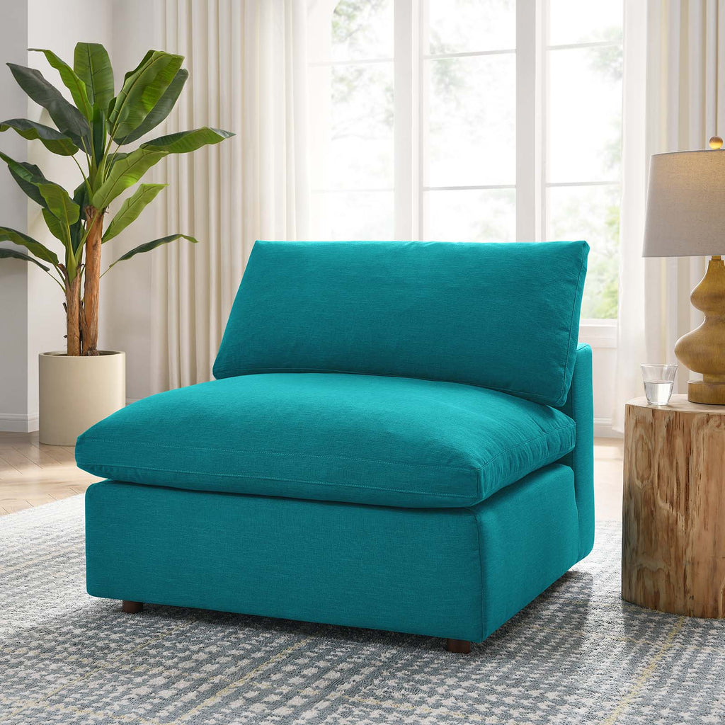 Commix Down Filled Overstuffed Armless Chair, Teal