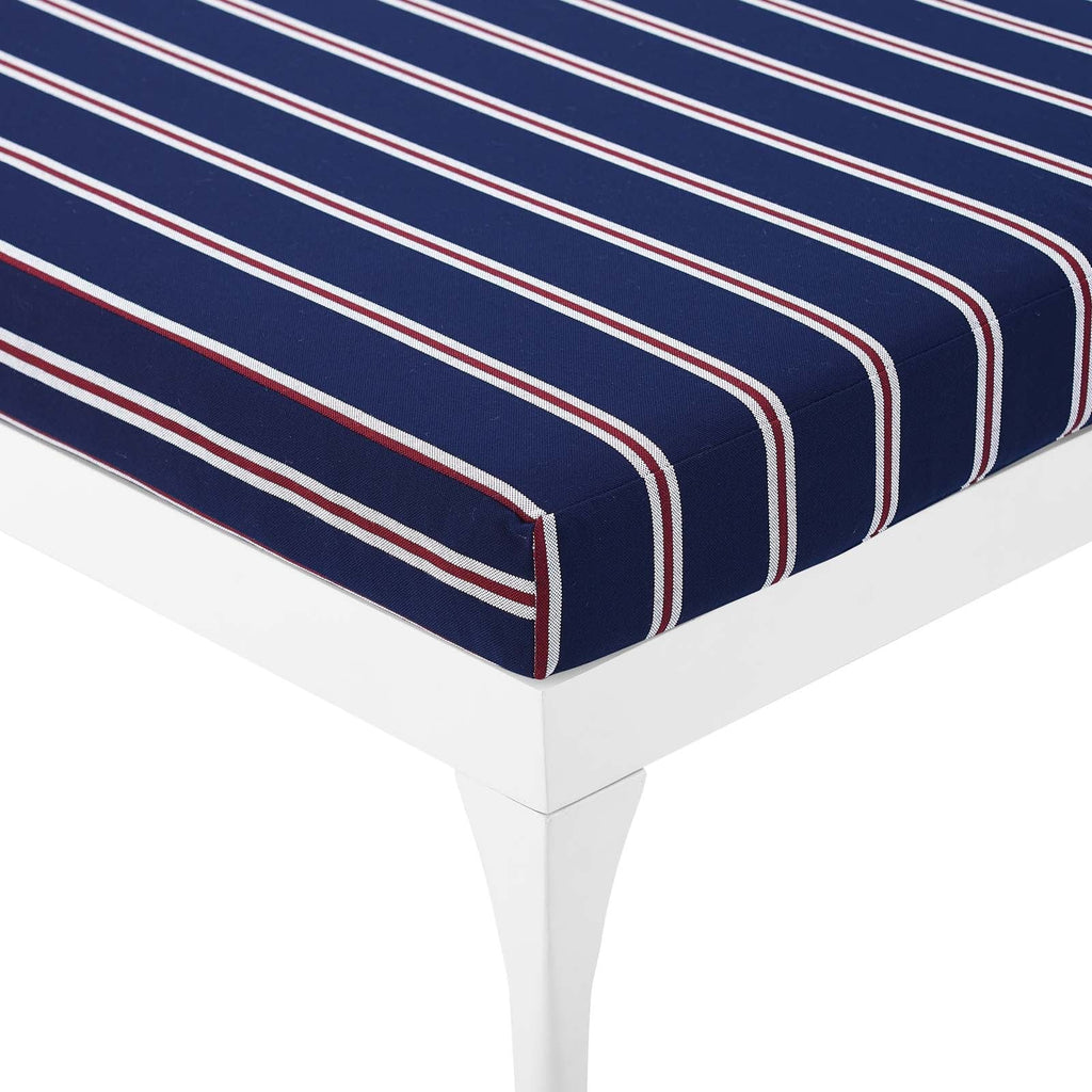 Perspective Cushion Outdoor Patio Chaise Lounge Chair in White Striped Navy