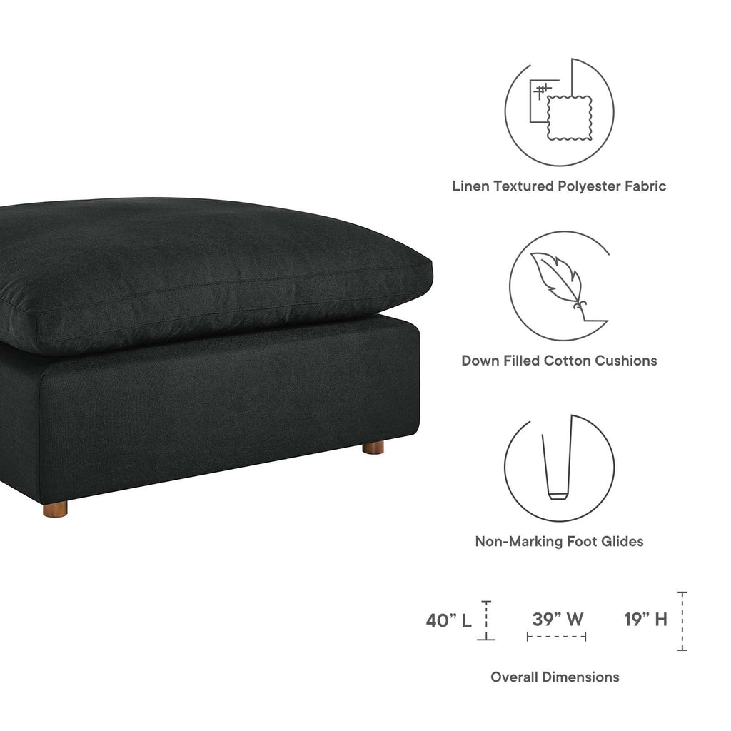 Commix Down Filled Overstuffed Ottoman - Black