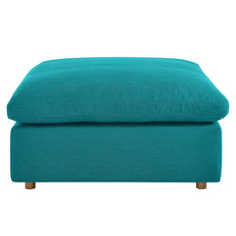 Commix Down Filled Overstuffed Ottoman, Teal