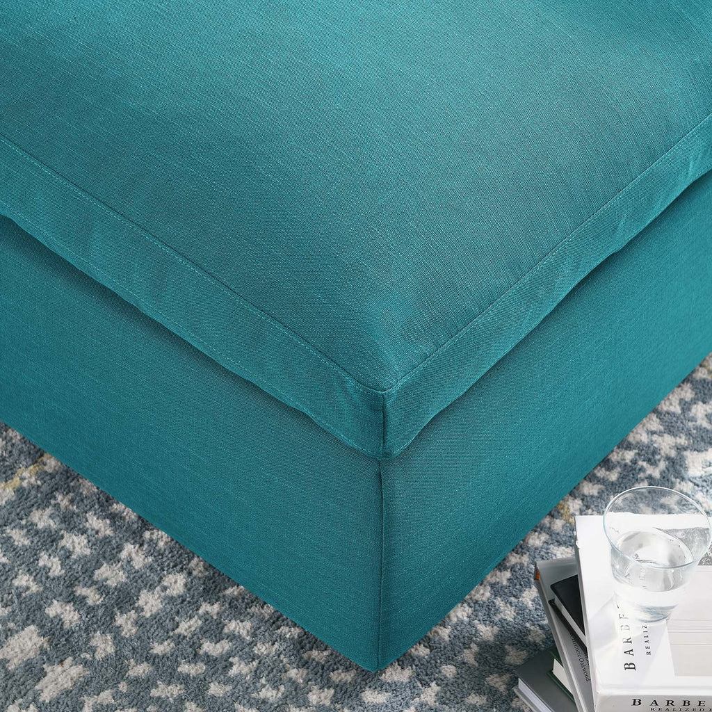 Commix Down Filled Overstuffed Ottoman, Teal