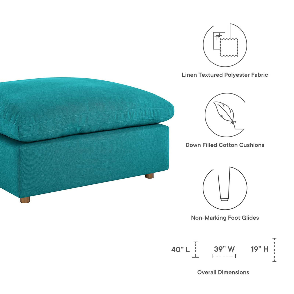 Commix Down Filled Overstuffed Ottoman, Teal