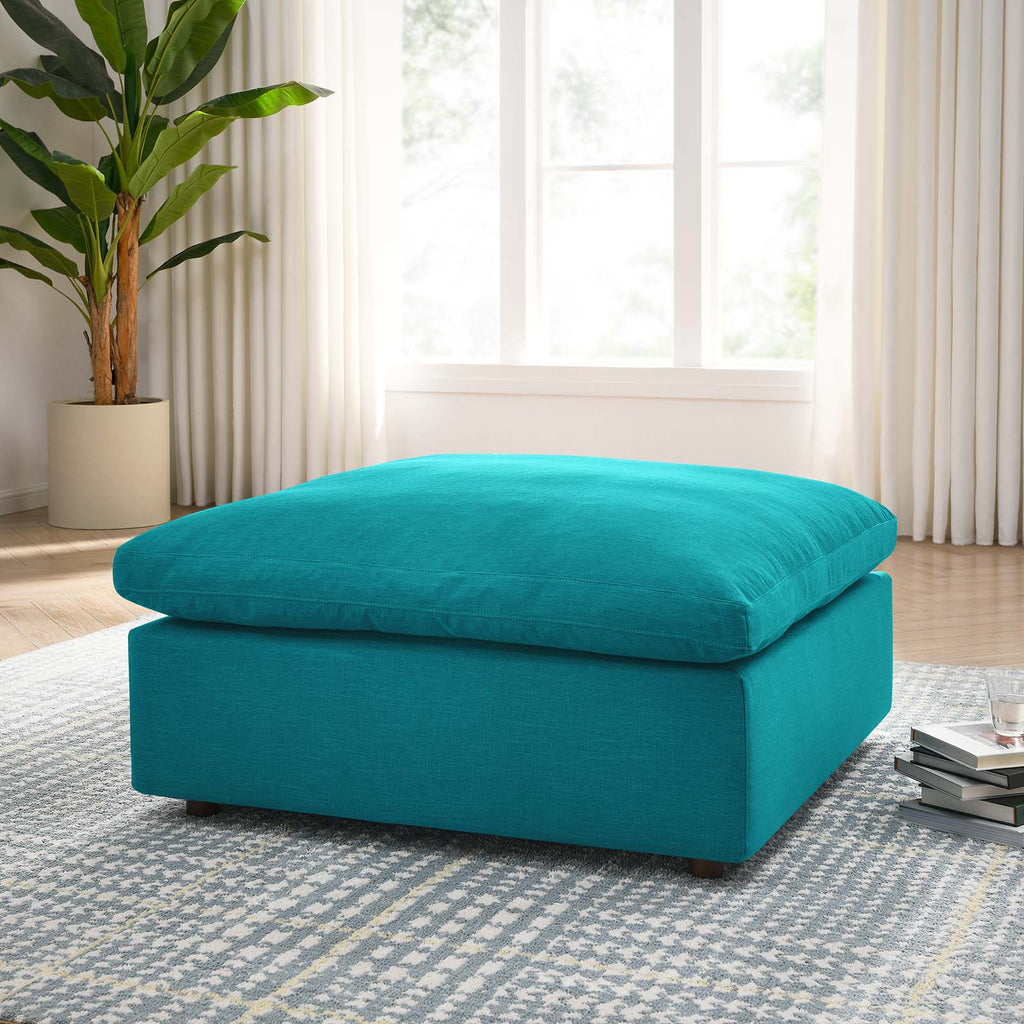 Commix Down Filled Overstuffed Ottoman, Teal