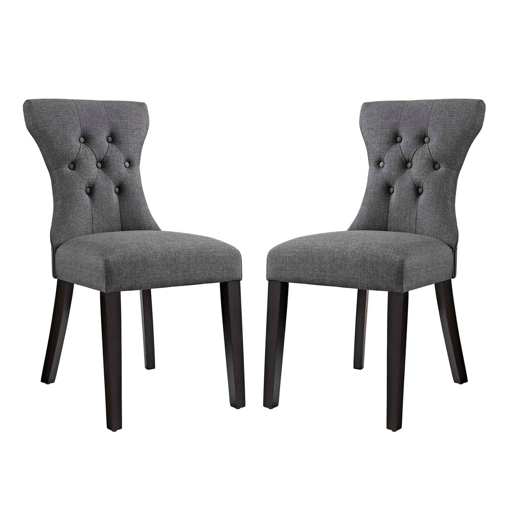 Silhouette Dining Side Chairs Upholstered Fabric Set of 2 in Gray