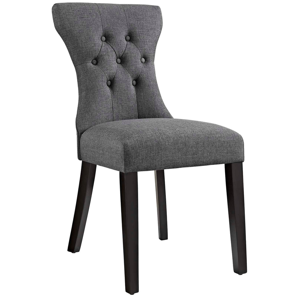 Silhouette Dining Side Chairs Upholstered Fabric Set of 2 in Gray