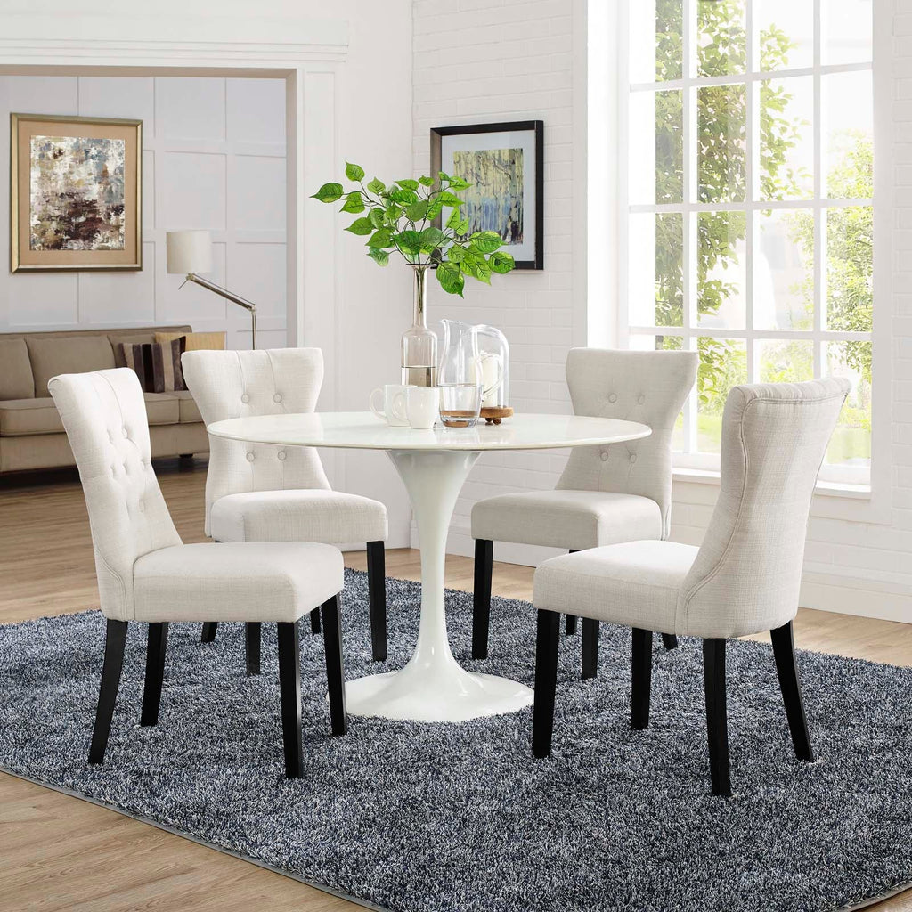 Silhouette Dining Side Chairs Upholstered Fabric Set of 4 in Beige