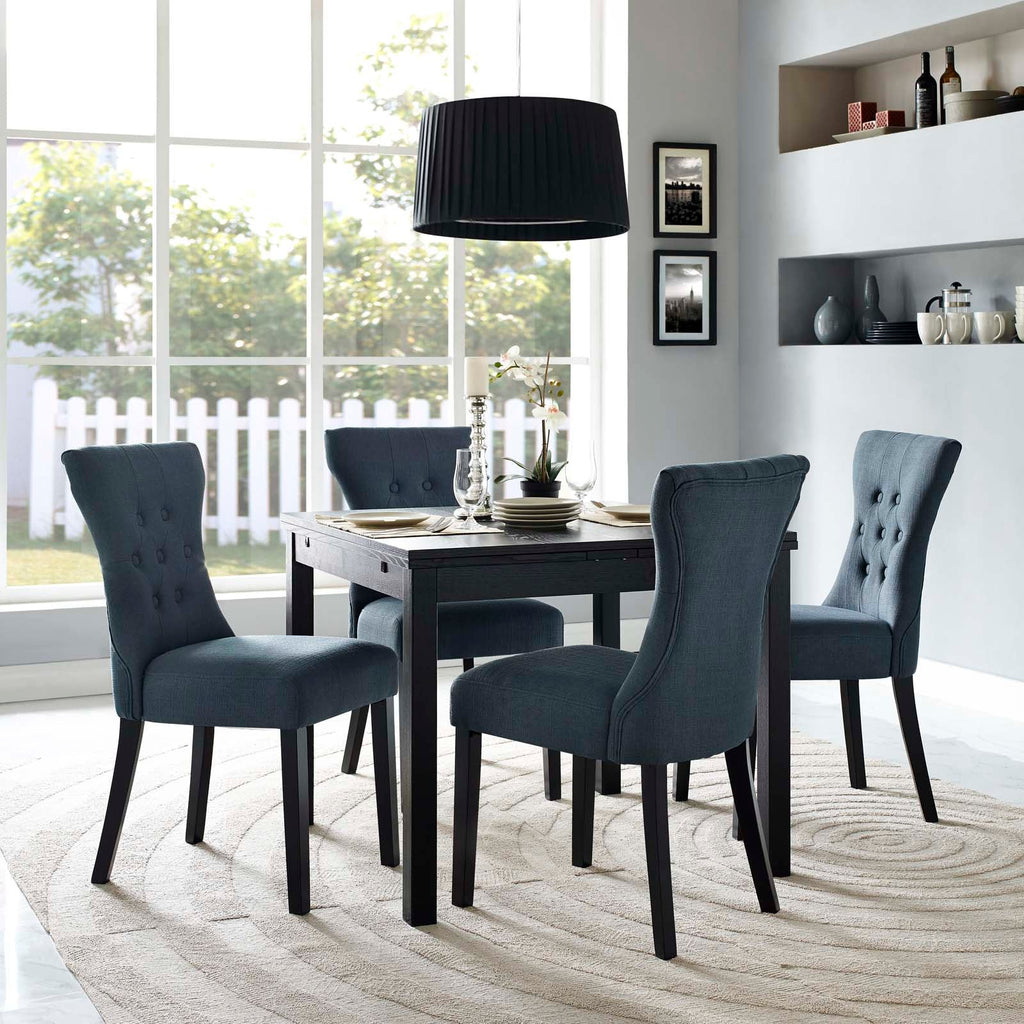 Silhouette Dining Side Chairs Upholstered Fabric Set of 4 in Gray