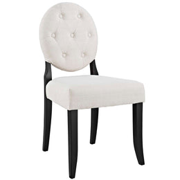 Button Dining Side Chair Upholstered Fabric Set of 2 in Beige