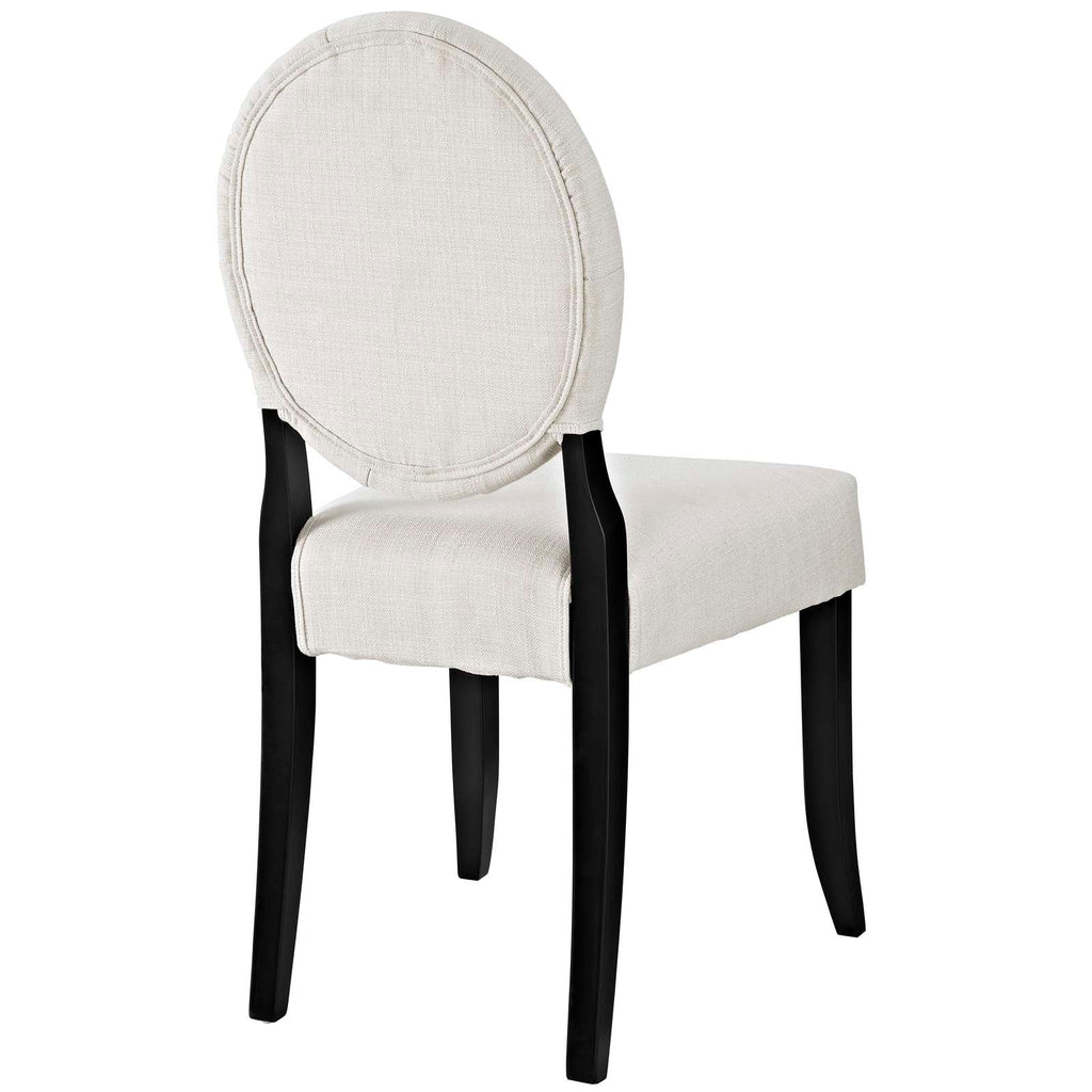 Button Dining Side Chair Upholstered Fabric Set of 2 in Beige