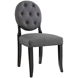 Button Dining Side Chair Upholstered Fabric Set of 2 in Gray