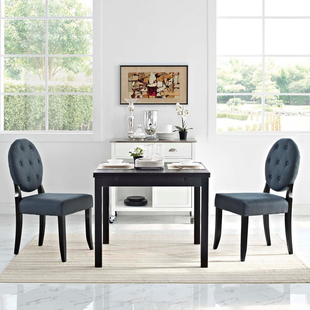 Button Dining Side Chair Upholstered Fabric Set of 2 in Gray