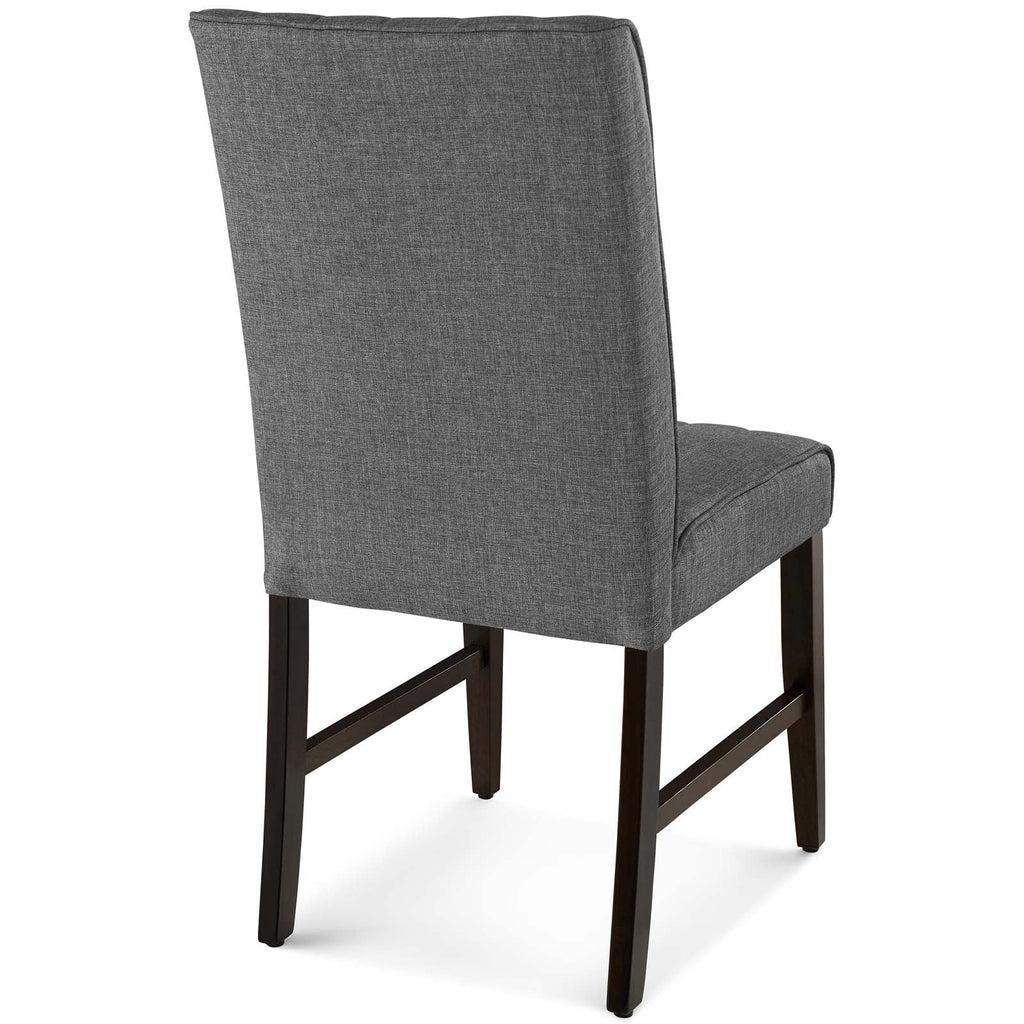 Motivate Channel Tufted Upholstered Fabric Dining Chair Set of 2 in Gray