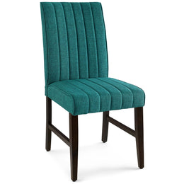 Motivate Channel Tufted Upholstered Fabric Dining Chair Set of 2 in Teal