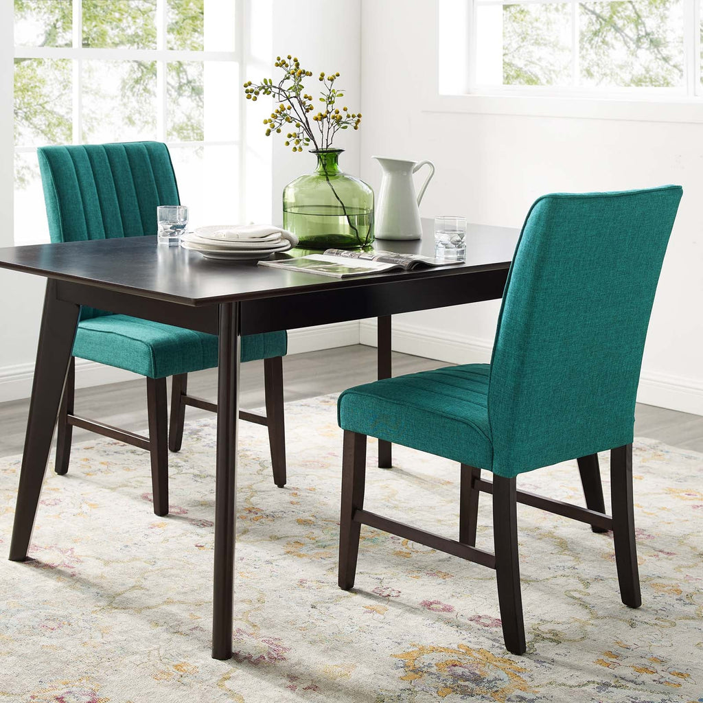 Motivate Channel Tufted Upholstered Fabric Dining Chair Set of 2 in Teal