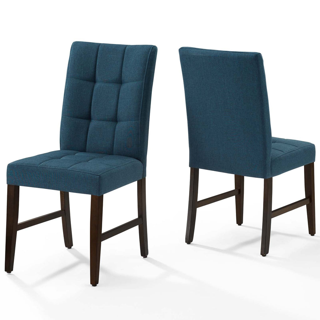 Promulgate Biscuit Tufted Upholstered Fabric Dining Chair Set of 2 in Blue