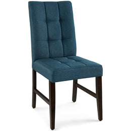 Promulgate Biscuit Tufted Upholstered Fabric Dining Chair Set of 2 in Blue