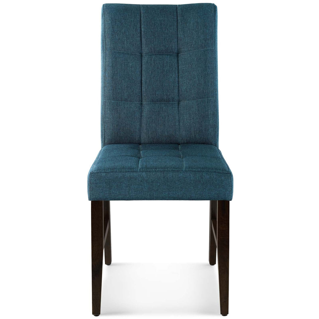 Promulgate Biscuit Tufted Upholstered Fabric Dining Chair Set of 2 in Blue