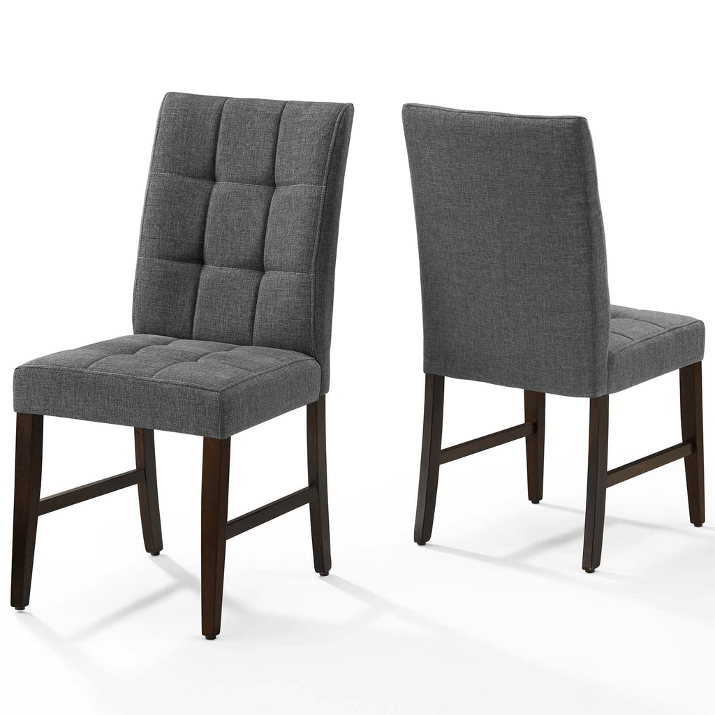 Promulgate Biscuit Tufted Upholstered Fabric Dining Chair Set of 2 in Gray